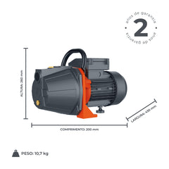 Bomba d'água Autoaspirante XKJ900 1,2HP 127V - Lepono