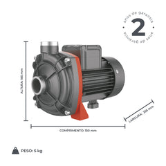 Bomba d'água Centrífuga CQM25P 1/4HP Bivolt - Lepono
