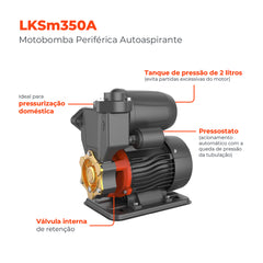 Bomba Periférica Autoaspirante LKSM350A 0,5HP 220V Lepono
