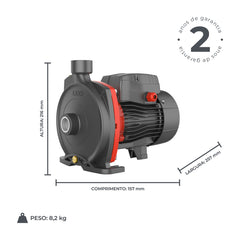Bomba d'água Centrífuga ACM37 0,5HP Bivolt - Lepono
