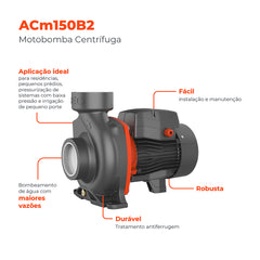 Bomba d'água Centrífuga ACM150B2 2,0HP Bivolt - Lepono