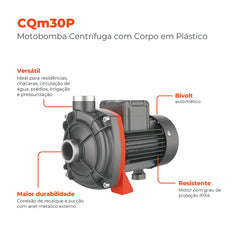 Bomba d'água Centrífuga CQM30P 1/3HP Bivolt - Lepono