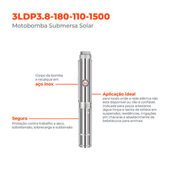 Bomba Centrífuga Solar 3 3LDP3.8-180-110-1500 1500W - Lepono