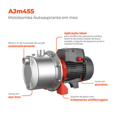 Bomba d'água Autoaspirante AJM45S 0,6 HP - Lepono