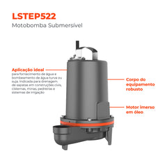 Bomba Submersível Água Suja LSTEP522 0,5HP 220V - Lepono