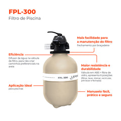 Filtro para Piscina FPL300 50mm - Lepono