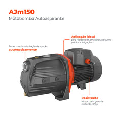 Bomba d'água Autoaspirante AJM150 2,0HP Bivolt - Lepono