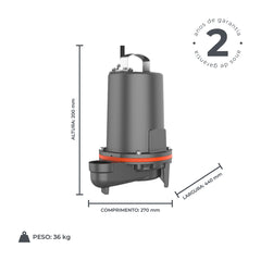 Bomba Submersível Água Suja LSTEP522 0,5HP 220V - Lepono