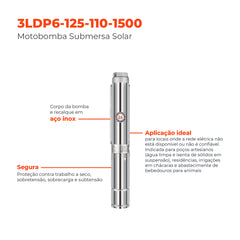 Bomba Centrífuga Solar 3 3LDP6-125-110-1500 1500W - Lepono