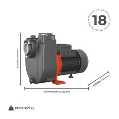 Bomba d'água Autoescorvante XHSM1500 1,5HP Bivolt - Lepono