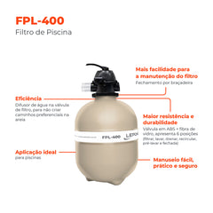 Filtro para Piscina FPL400 50mm - Lepono