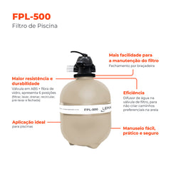 Filtro para Piscina FPL500 50mm - Lepono